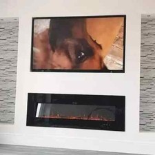 Tello 50 inch W  Black Recessed Wall Mounted Fire, wall inserted Electric Fire