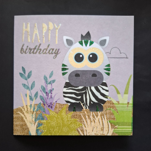 Happy birthday card - happy, zebra
