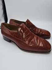 Vintage MONZO Brown Croc Embossed Leather Loafers Dress Shoes EU 41