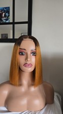 10inch Ginger / 0range Women Orange Short Bob Wig Straight Vietnamese human Hair