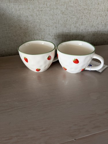 Embossed strawberry mugs cups - strawberry,