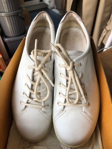 White ecco ladies flat shoes - flat,