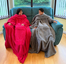 Fleece Big Wearable TV Blanket with Sleeves Super Soft Cozy Blanket Oversized
