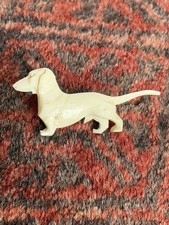 Dachshund / Sausage Dog Bone Brooch. Vintage. 2” Long.