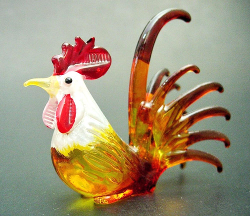Coloured glass cockerel art - coloured,