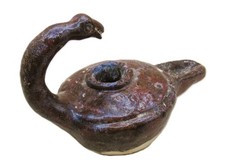 ANCIENT ISLAMIC KHORASAN GLAZED CERAMIC OIL LAMP CA 8TH CENTURY AD