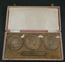 BOXED 1936 THE THREE BRITISH KINGS 3 BRONZE MEDAL SET - TURNER & SIMPSON