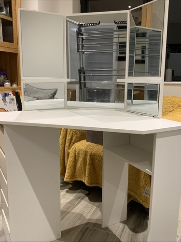 White corner dressing table - corner,