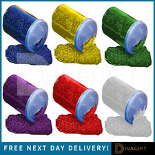 GLITTER SHAKER POTS TRAY WITH 6 COLOURS 6 POTS ARTS CRAFTS SCHOOL REFILLABLE 50G