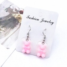 Pink Gummy Bear Earrings (solid colour)