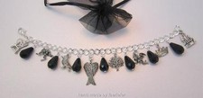 Fairy tale gothic Maleficent charm bracelet wings raven dragon spinning wheel