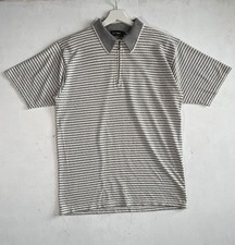 VTG Peter Werth Polo Shirt Mens Size 4 L White Knit Geometric Top Mod 90s