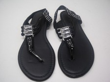 Shoe Box Black Be-jeweled Thong Slider Strappy Sandals Size 5/38 barely worn