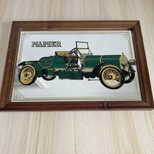 Vintage Napier Mirror Automotive Advertising Green Car Pub Frame Man Cave