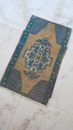 Antique blue beige rug - antique,