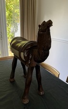 Vintage Leather and Wood Camel Saddle Footstool