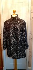 ROMAN BLACK AND SILVER  COAT WITH VELVET TRIM   SIZE M (BOTTOM BUTTON MISSING)