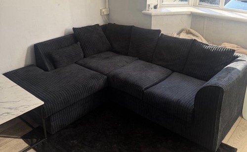 Black corduroy corner sofa - black,