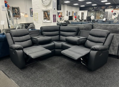 Roma black leather corner - |,