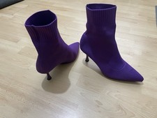 Womens Ankle Boots Ladies Mid Kitten Heel Pointed Toe New Comfy Sock Shoes Size