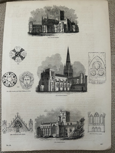 Antique print cathedrals - antique,