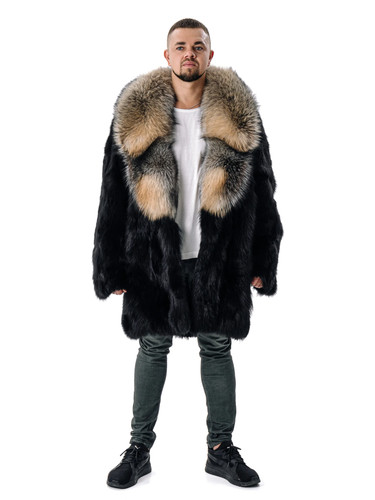 Men black real fox - fox, fur