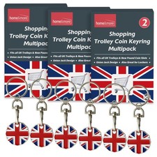 6-18 Union Jack Flag Trolley Coin Keyring £1 Pound Reusable Shopping Cart Token