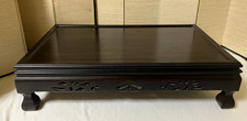 Japanese Bonsai Display Stand Ebony Carved Sides Wood Table Suiseki Base Kadai