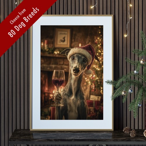 Funny dog christmas - dog, art