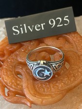 Silver  Star And Moon Poison Signet Ring