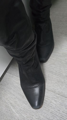 Schuh black leather cowboy - black,