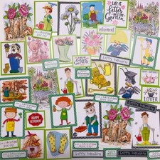 Large Set of GARDENING THEMED Toppers & Sentiments Card Making Kit (G10)