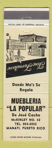 Matchbook cover muebleria la - -,
