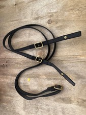Strong Black Grippy Webbing Rubber Reins Brass Buckle Endurance Hunting Trekking