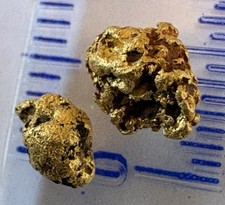 2 genuine, natural, Australian gold nuggets 0.78 gram gross