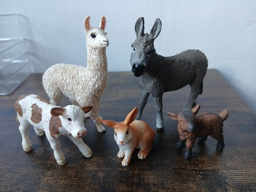 Schleich llama cow donkey - llama,, cow,
