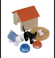 Cat and Dog Wooden Pet Set for