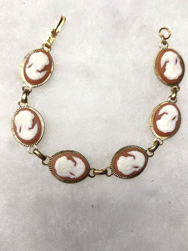 Vtg orange white cameo - vtg,
