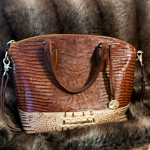 Brahmin brown beige embossed - brahmin,