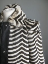 WHISTLES GOATSKIN LEATHER JACKET zebra black white hair fur S/M 8 10 rrp£950