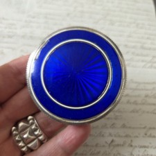 Solid Silver Box Enamel Blue