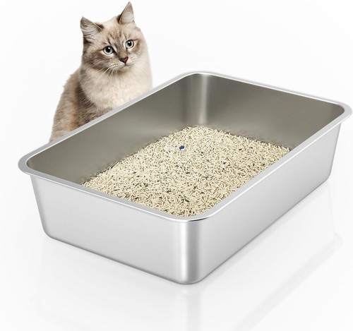 Stainless steel cat litter box - litter,