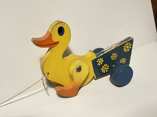 Vintage wooden duck - on, wheels