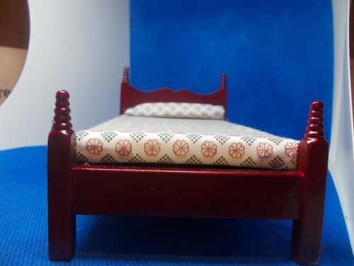 Mahogany coloured single bed - coloured,