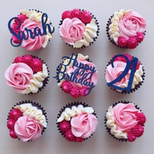 Birthday Cupcake Charm cake topper Glitter Cardstock Personalised Cake Topper