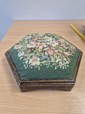 Kneeling Stool Or Footstool Dark Wood Tapestry Top Very Pretty