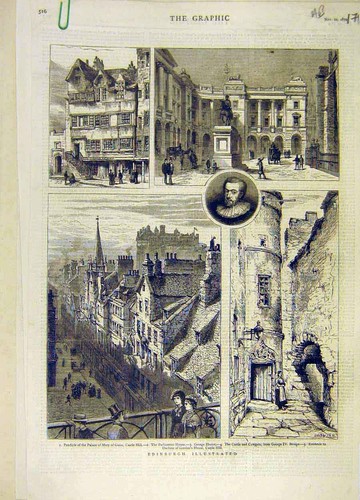 Old antique print 1879 sketch - old,