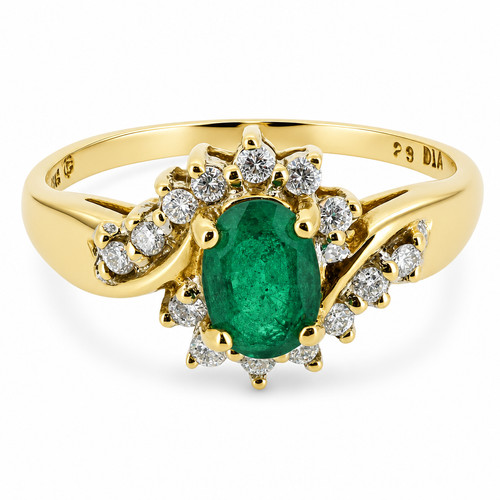 18ct yellow gold emerald - yellow, &
