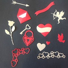 Valentines Day Lovers Die Cut Shapes: 13 pcs Assorted Colours