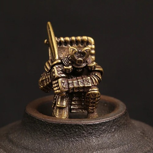 Brass japanese samurai pendant - brass,